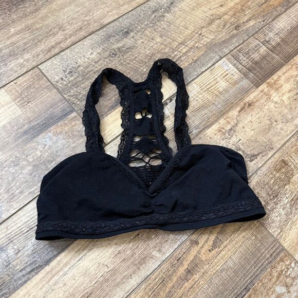 BOUTIQUE Lace Intimates Medium Women's Neutral Everyday Minimal Black Crop-top - Picture 1 of 3